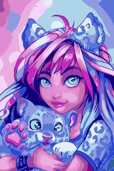 Изображение товара Картина по номерам Феникс+ Девушка с барсом / 67916