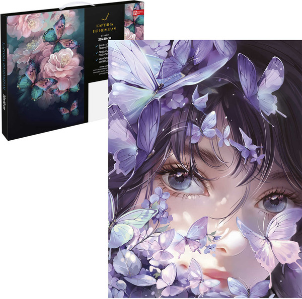 Изображение товара Картина по номерам Феникс+ Девушка с бабочками / 67924