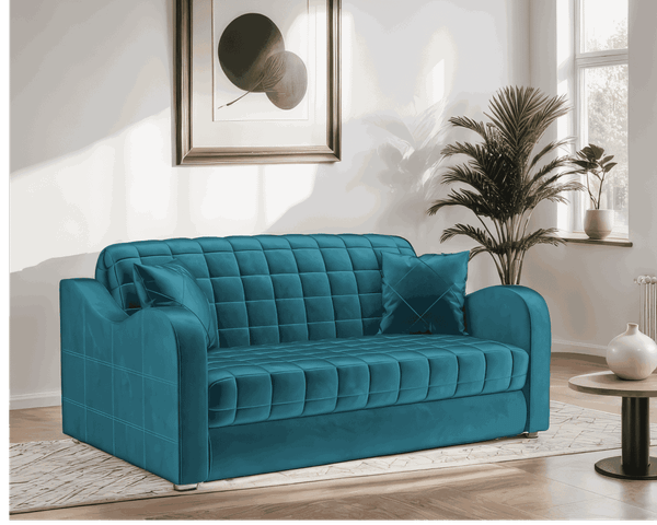 Изображение товара Диван Mebel-Ars Аккордеон Барон №4 НПБ 155x200 (бархат синий/зеленый Star Velvet 43 Black Green)