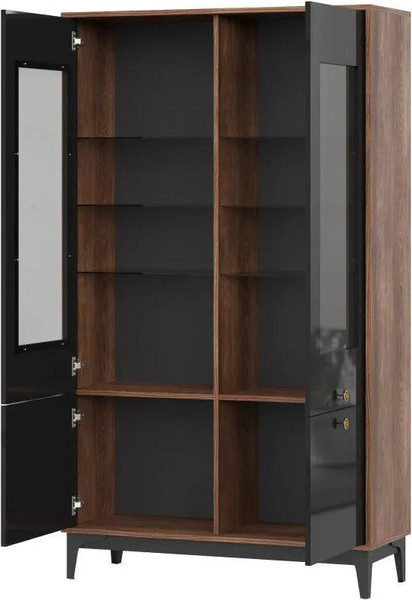 Изображение товара Шкаф с витриной НК Мебель Brass ШКС-2 (черный глянец)