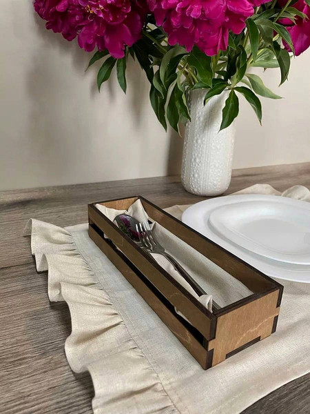 Изображение товара Органайзер для столовых приборов ОМурМебель с рейками (коричневый)