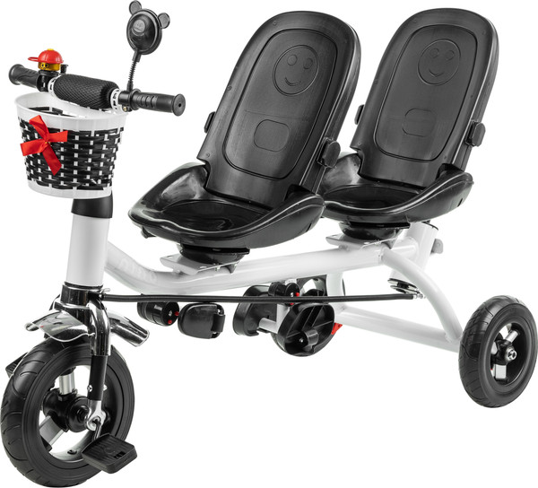 Изображение товара Трехколесный велосипед с ручкой NINO Двухместный (красный)