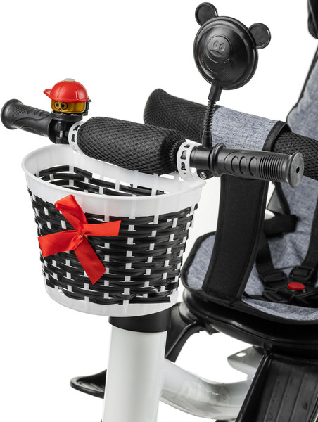 Изображение товара Трехколесный велосипед с ручкой NINO Двухместный (серый)