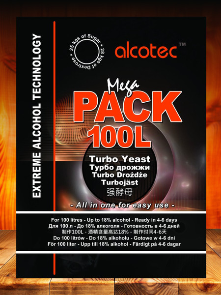 Изображение товара Дрожжи Alcotec MegaPack 100L Turbo (360г)