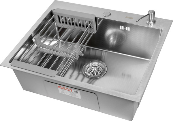Изображение товара Мойка кухонная Arfeka Eco AR 60x50 + CL AR + DS AR (Satin Decor Volcanic Rock, с дозатором и коландером)