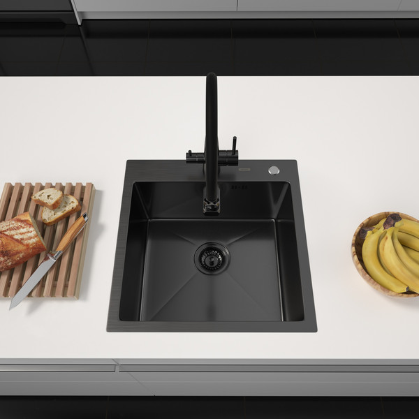 Изображение товара Мойка кухонная Arfeka Eco AR 50x50 (Black PVD Nano Decor Volcanic Rock)