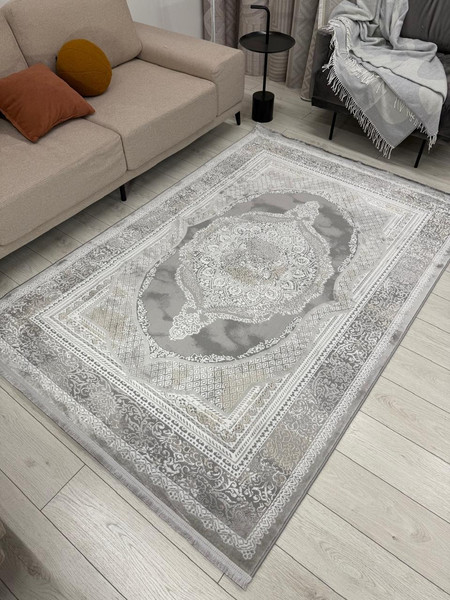 Изображение товара Коврик Radjab Carpet Афина Прямоугольник 1032A / 12960RK (1.2x1.8, Grey/Beige)