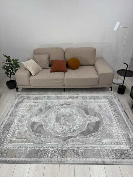Изображение товара Коврик Radjab Carpet Афина Прямоугольник 1032A / 12960RK (1.2x1.8, Grey/Beige)