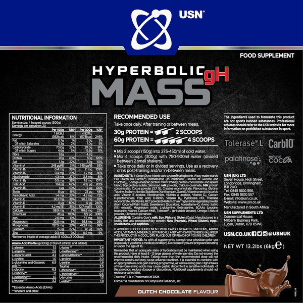 Изображение товара Гейнер USN Hyperbolic Mass All-in-one Dutch Chocolate (6кг)
