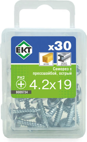 Изображение товара Саморез ЕКТ С прессшайбой 4.2x19 / B009734 (30шт)