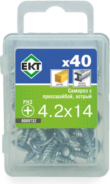Изображение товара Саморез ЕКТ С прессшайбой 4.2x14 острый / B009732 (40шт)