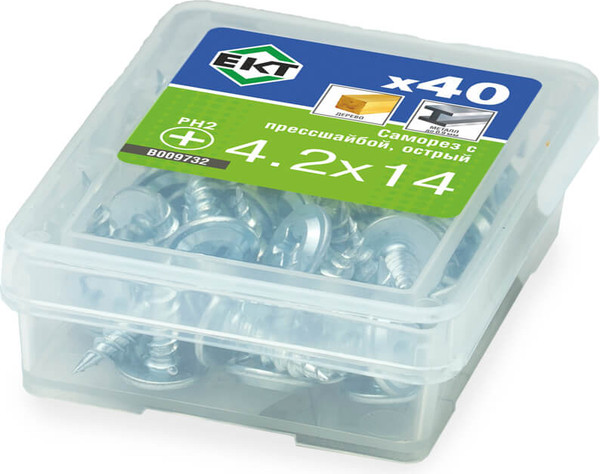 Изображение товара Саморез ЕКТ С прессшайбой 4.2x14 острый / B009732 (40шт)