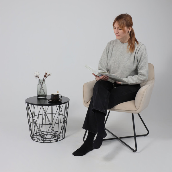 Изображение товара Кресло мягкое AksHome Florida (кремовый велюр HCJ-3/черный)