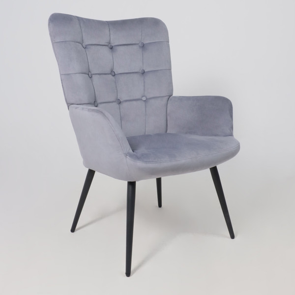 Изображение товара Кресло мягкое AksHome Oda (серый велюр HCJ-40/черный)