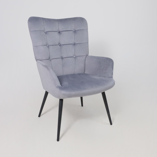 Изображение товара Кресло мягкое AksHome Oda (серый велюр HCJ-40/черный)