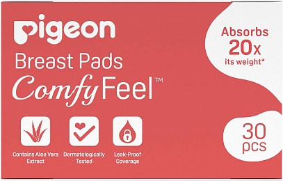 Изображение товара Прокладки для бюстгальтера Pigeon Comfy Feel Breast Pads с алоэ / 79252 (30шт)