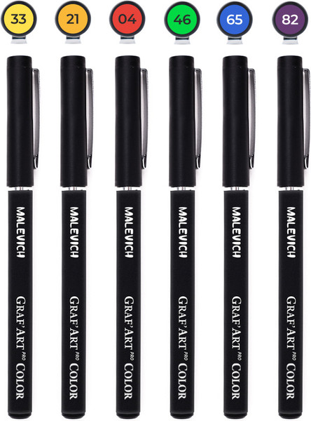 Изображение товара Набор капиллярных ручек Малевичъ GrafArt Pro / 196944 (6шт)