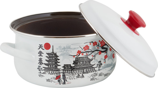 Изображение товара Набор кастрюль КМЗ Ветка сакуры 1 (3шт, белый)