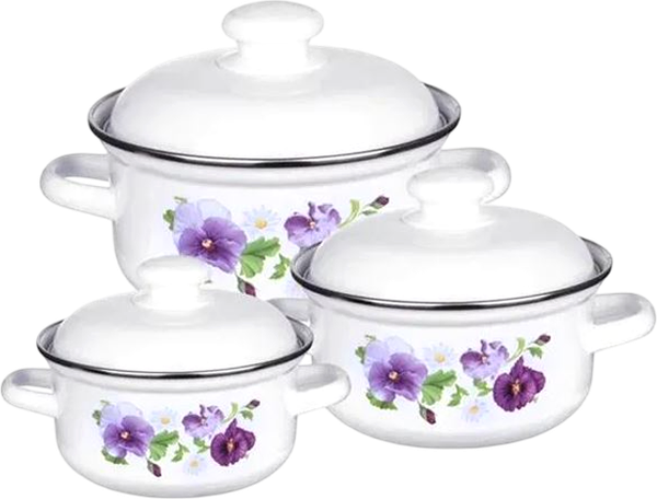 Изображение товара Набор кастрюль Лысьвенские эмали Анютины глазки 124АП2/4