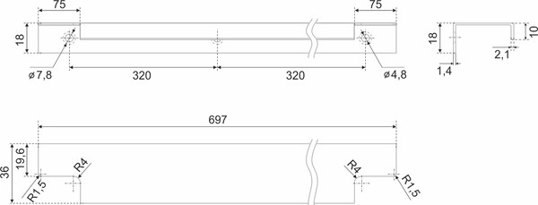 Изображение товара Ручка для мебели Boyard RT809BL.1/640/700