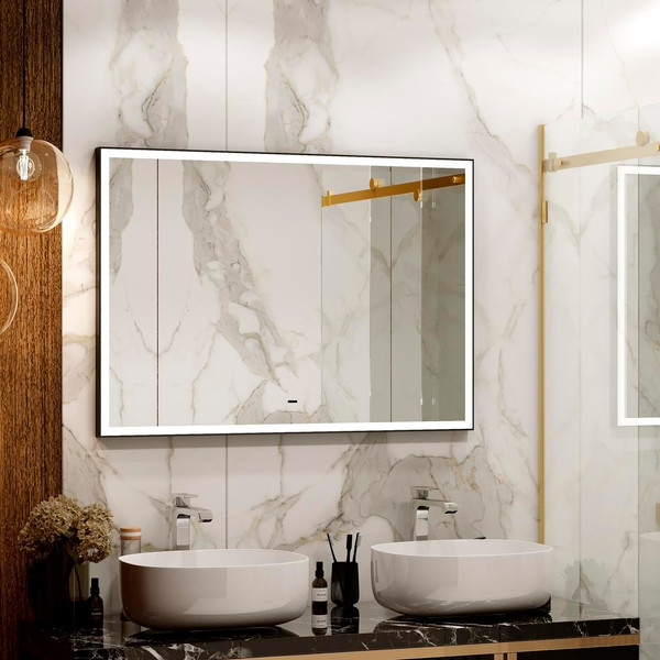 Изображение товара Зеркало Континент Frame Black LED 100x70 (с бесконтактным сенсором)