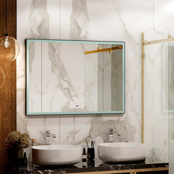 Изображение товара Зеркало Континент Frame Black LED 100x70 (с бесконтактным сенсором)