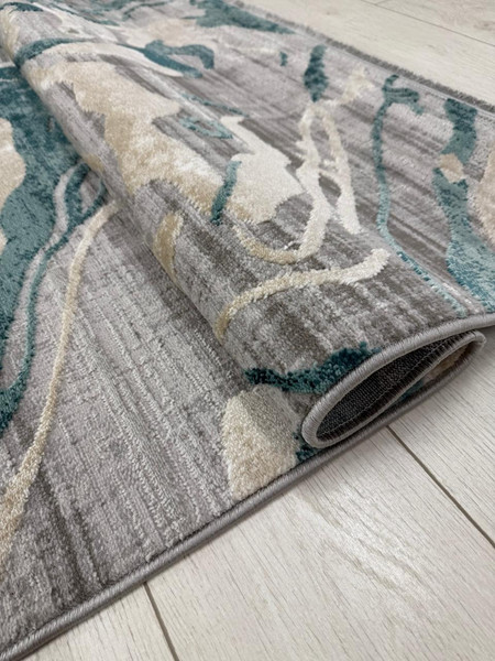 Изображение товара Коврик Radjab Carpet Афина Прямоугольник 9011A / 12842RK (0.8x1.5, Grey/D.Green)