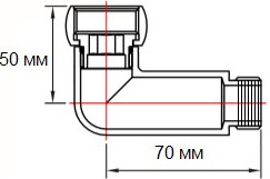 Изображение товара Американка Ростела Угловая для полотенцесушителя 3/4"x1/2" г/ш Ral 9005