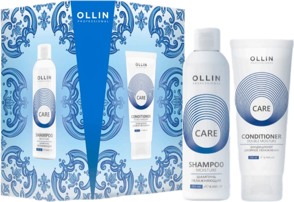 Изображение товара Набор косметики для волос Ollin Professional Двойное увлажнение Шампунь 250мл+Кондиционер 200мл