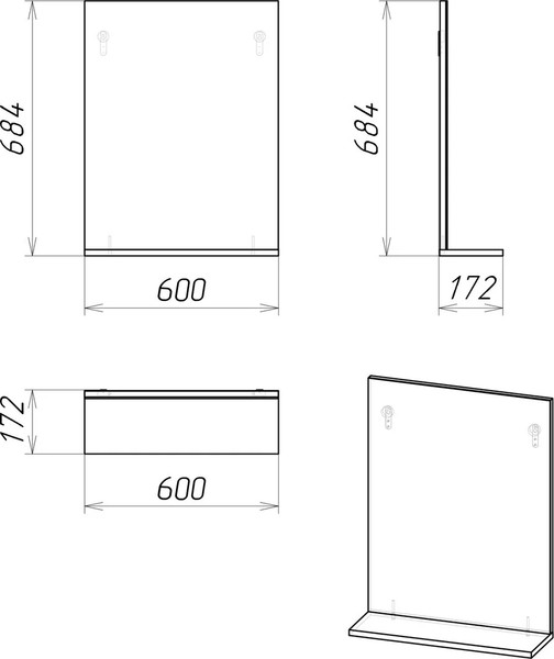 Изображение товара Комплект мебели для ванной Grossman Эко-60 / 106051-2 (белый)