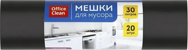 Изображение товара Пакеты для мусора OfficeClean Особо прочные 30л / 344034 (20шт, черный)