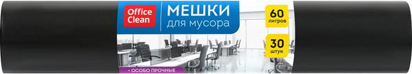 Изображение товара Пакеты для мусора OfficeClean Особо прочные 60л / 355038 (30шт, черный)