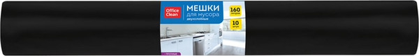 Изображение товара Пакеты для мусора OfficeClean Двухслойные прочные 160л / 344053 (10шт, черный)