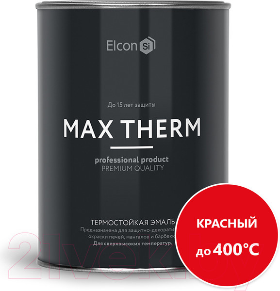 Изображение товара Эмаль Elcon Термостойкая до 400C (800г, красный)