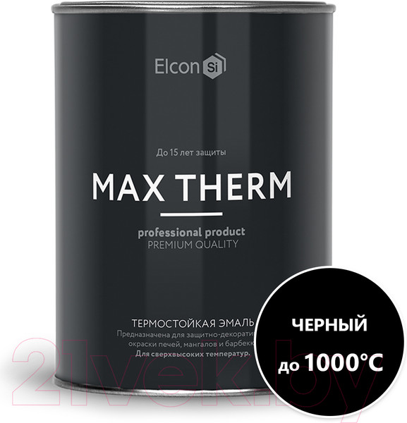 Изображение товара Эмаль Elcon Термостойкая до 1000C (800г, черный)