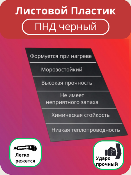 Изображение товара Листовой полиэтилен ИМпласт ПНД 6мм 1x1м / 15316 (черный)