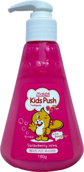 Изображение товара Зубная паста Hanil Meichi Kids Push Strawberry Mint со вкусом клубники и мяты (180г)