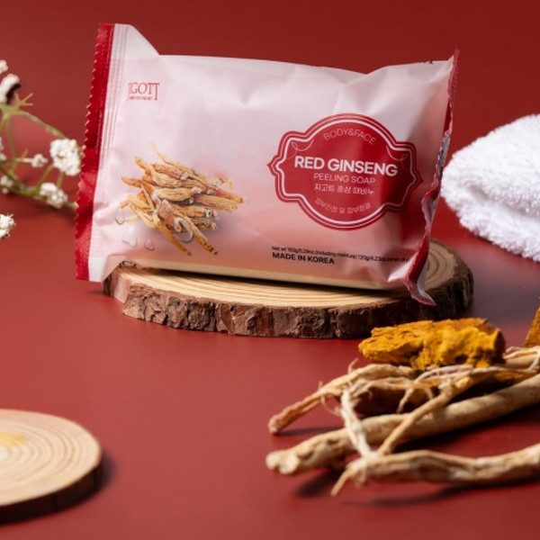 Изображение товара Мыло твердое Jigott Red Ginseng Scrub Soap с экстрактом красного женьшеня (150г)