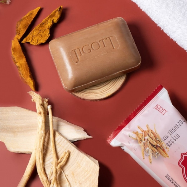 Изображение товара Мыло твердое Jigott Red Ginseng Scrub Soap с экстрактом красного женьшеня (150г)