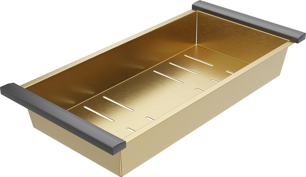 Изображение товара Мойка кухонная Roxen Snake 560220-60-GS PVD c коландером и дозатором (золото текстурное)