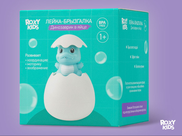 Изображение товара Игрушка для ванной ROXY-KIDS Яйцо-лейка. Динозавр 2в1 / REGG-001 (голубой)