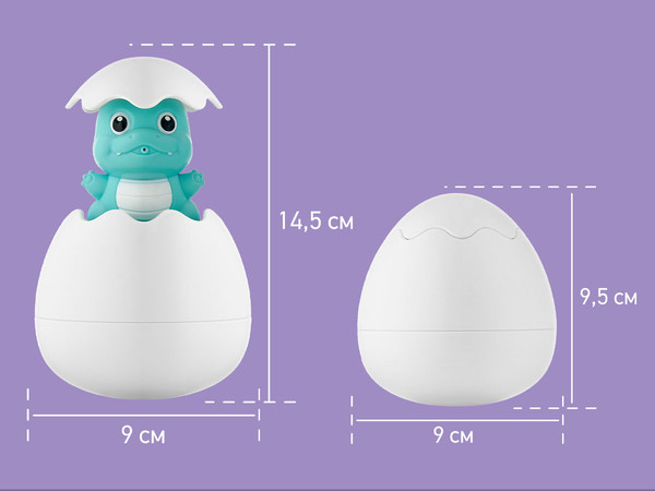 Изображение товара Игрушка для ванной ROXY-KIDS Яйцо-лейка. Динозавр 2в1 / REGG-001 (голубой)