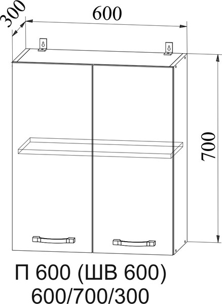 Изображение товара Шкаф навесной для кухни ДСВ П 600 Фортуна (графит)