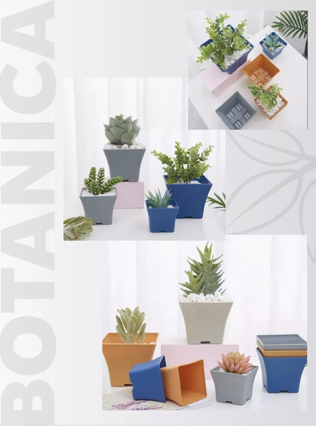 Изображение товара Вазон BOTANICA Block с поддоном (15x15x12.5см, серый)