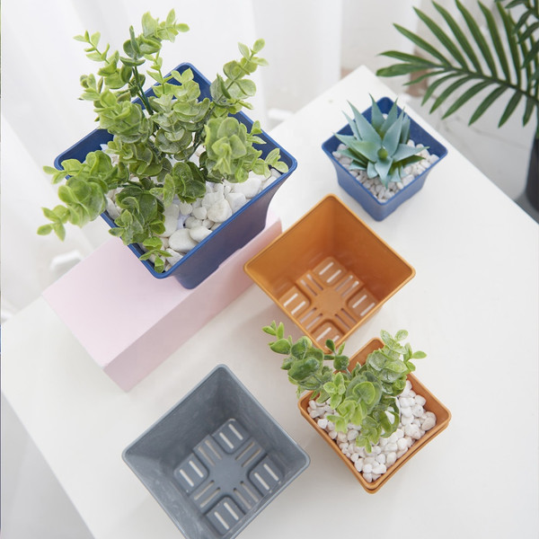 Изображение товара Вазон BOTANICA Block с поддоном (15x15x12.5см, синий)