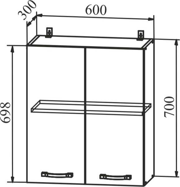 Изображение товара Шкаф навесной для кухни ДСВ П 600 Ройс (графит скин)
