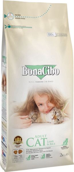 Изображение товара Сухой корм для кошек BonaCibo Для взрослых кошек всех пород ягненок и рис (2кг)
