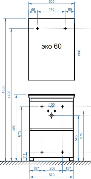 Изображение товара Тумба под умывальник Belux Киото Н 60-02 (1, белый глянцевый)