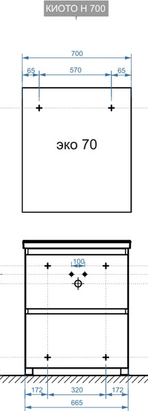 Изображение товара Тумба под умывальник Belux Киото Н 70-02 (1, белый глянцевый)