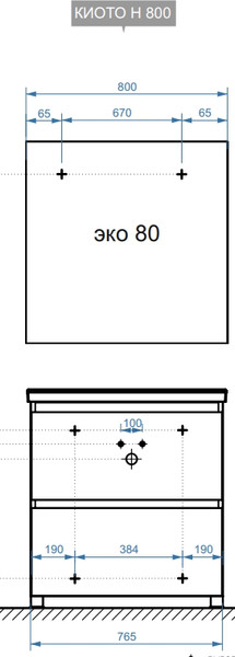 Изображение товара Тумба под умывальник Belux Киото Н 80-02 (1, белый глянцевый)